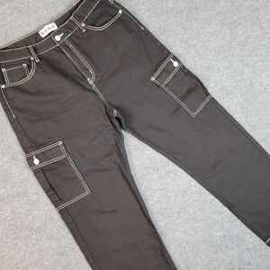 Y2K Vibe Alert! S.O.N.G. Black Contrast Stitch Cargo Pants